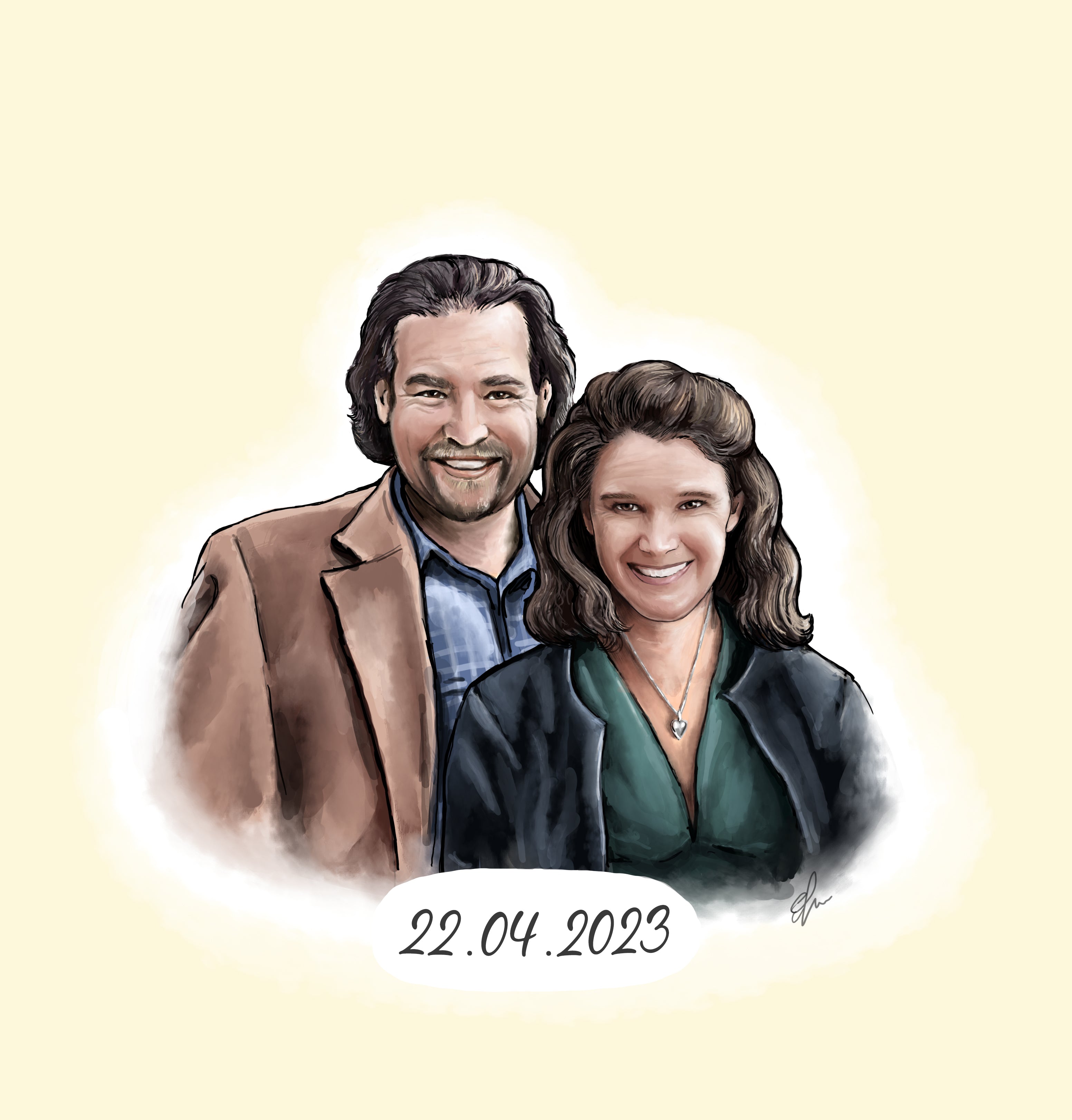 Couple Portraiture - Digital Drawing and Printed