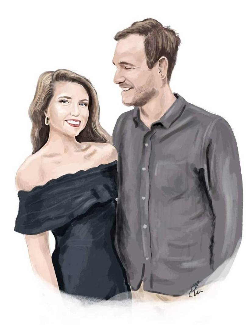 Couple Portraiture - Digital Drawing and Printed