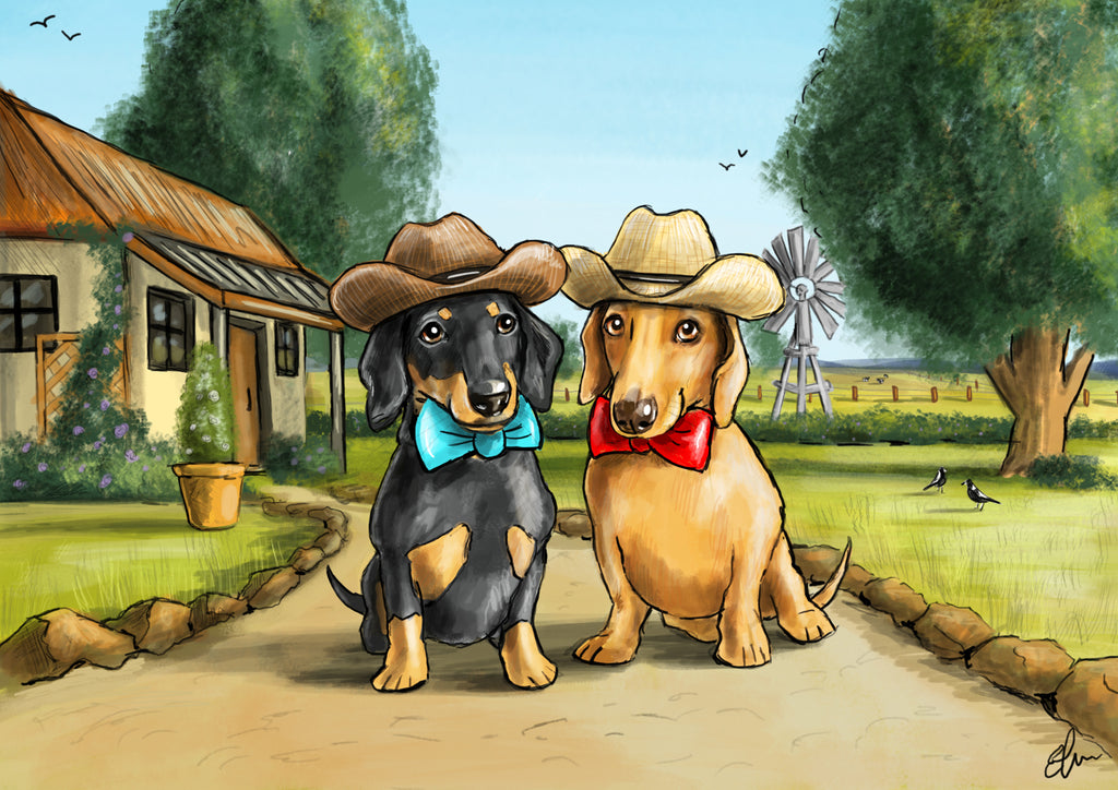 Themed Pet Portraits - Digital Drawing and Printed